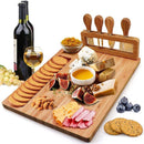 Bamboo Cheese Board Full Set - Cheese Platter Set With Cutleries