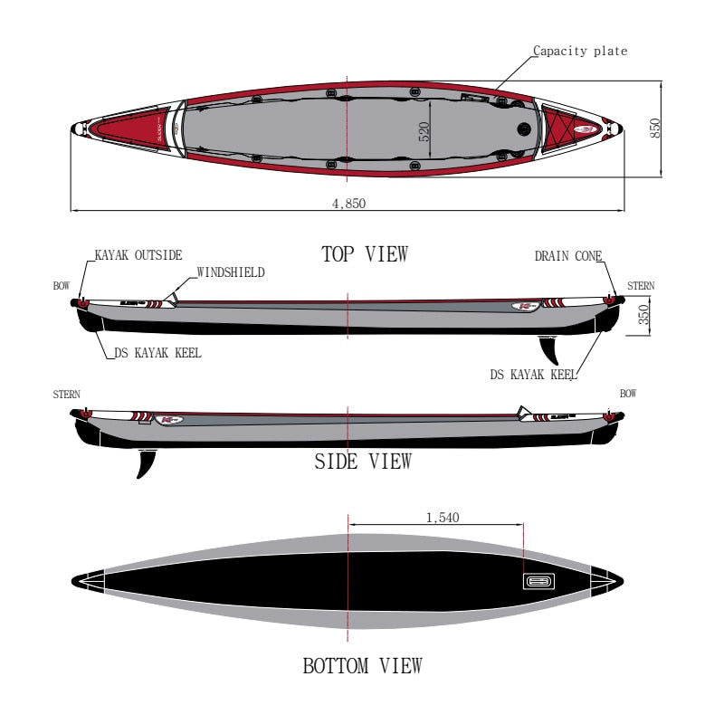 Inflatable Kayak - Water Sports Kayak with 3 different sizes