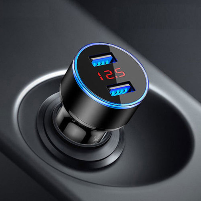 Dual USB Car Charger with LED Display